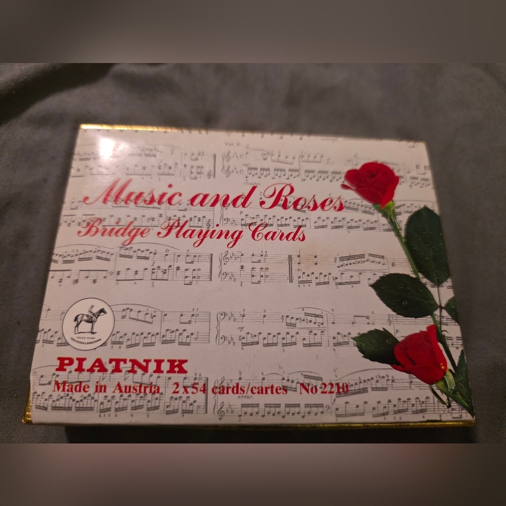 Vintage 1970s Piatnik Music and Roses Bridge Playing Cards In Box